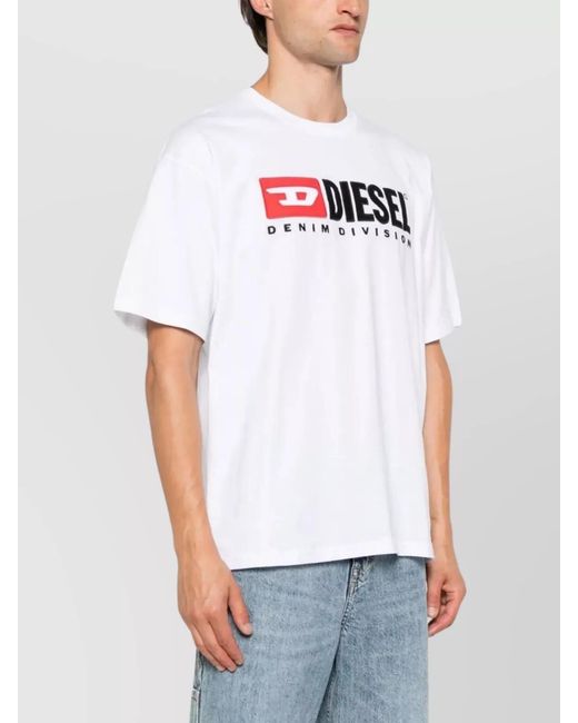 DIESEL White Cotton Jersey Relaxed-Fit Logo-Embroidered T-Boxt-Div T-Shirt for men