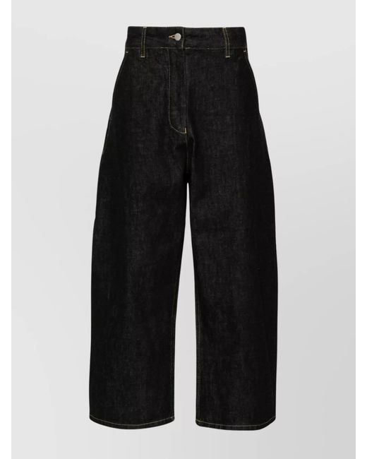 Studio Nicholson Black Wide Leg Cropped Denim Jeans