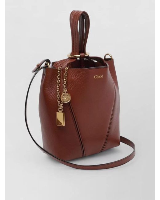 Chloé Red Spin Small Leather Bucket Bag Shoulder