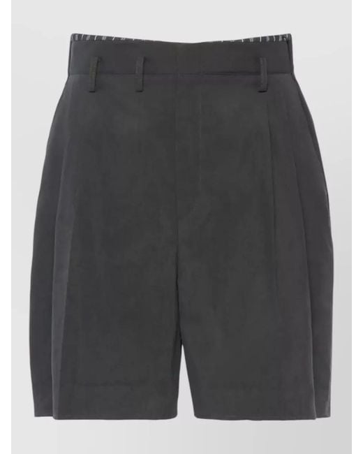 Maison Margiela Gray Pleated Bermuda Shorts Turn Up Hem for men