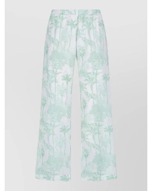 Mc2 Saint Barth Blue Tropical Lounge Pants Wide Leg Cut