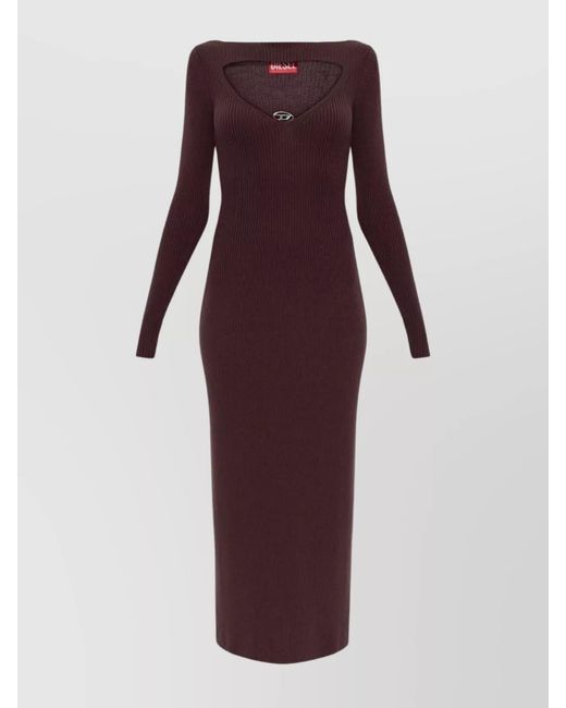 DIESEL Purple Wool Midi Dress