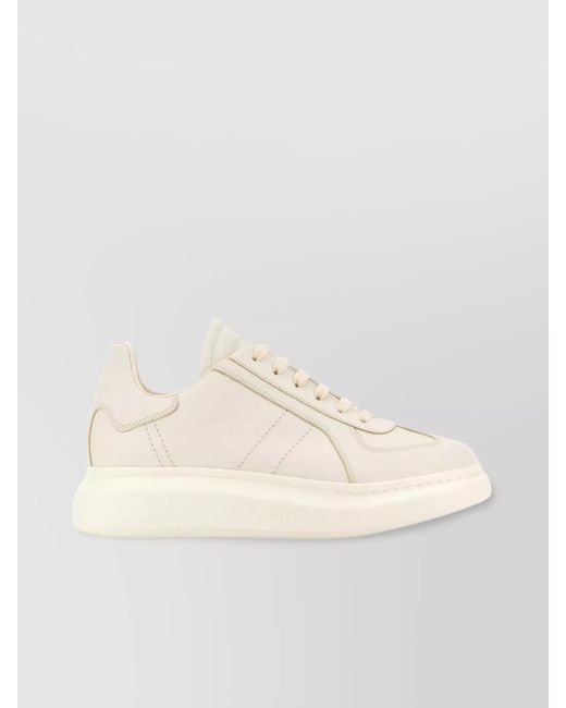 McQueen Natural Leather Sneakers With Round Toe And Flat Sole for men