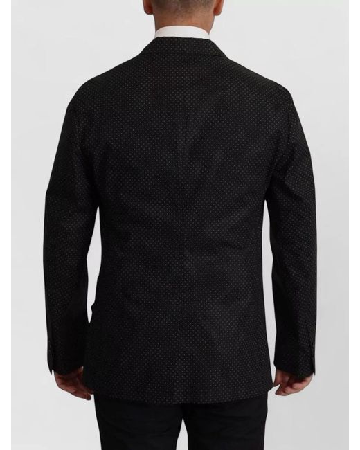 Dolce & Gabbana Black Cotton Polka-Dot Double-Breasted Blazer for men
