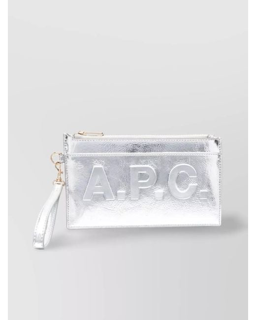 A.P.C. White Shimmering Metallic Clasp With Detachable Strap