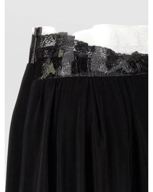Maison Margiela Black High Waist Maxi Skirt Lace Trim