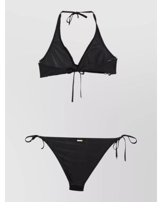 Emporio Armani Black Adjustable Strap Ruched Two Piece Swim Set