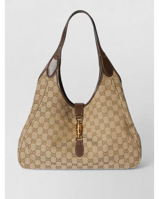 Gucci Natural Mercato Orig Tote Bag Leather Trim Handle