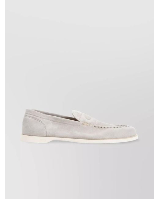 John Lobb White Suede Leather Loafers for men