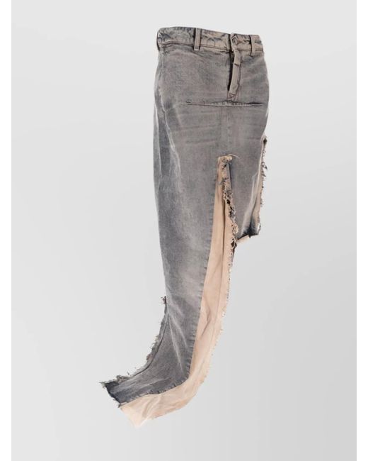 Rick Owens Gray Denim Asymmetric Skirt