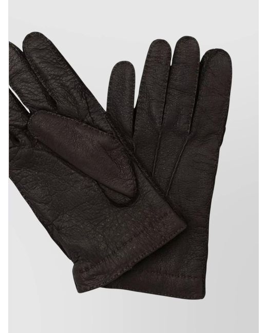 Restelli Black Leather Gloves for men