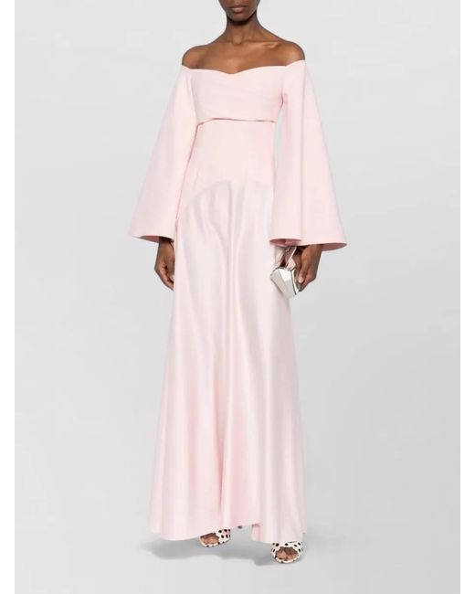 Solace London Pink Rina Off Shoulder Satin Maxi Dress