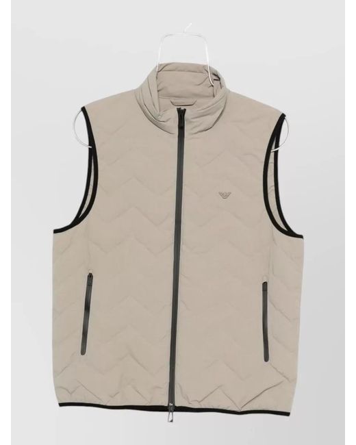 Emporio Armani Natural Down Gilet High Neck Chevron Pattern for men
