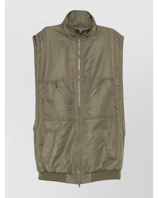 MM6 by Maison Margiela Green Oversized Down Gilet High Neck Design