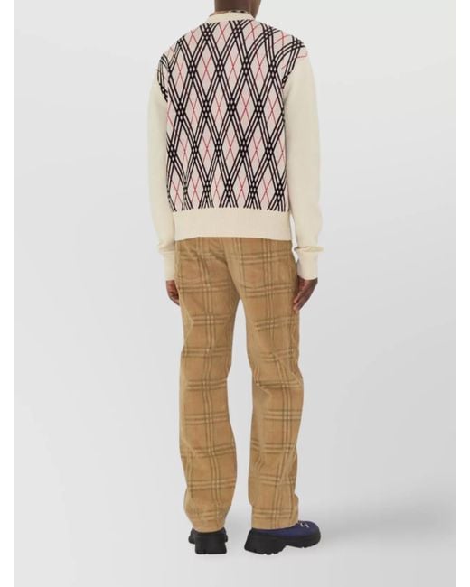 Burberry Multicolor Argyle Pattern Crew Neck Sweater for men