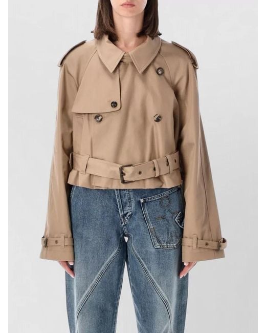 J.W. Anderson Blue Trench Coat Cropped Boxy Silhouette Belt