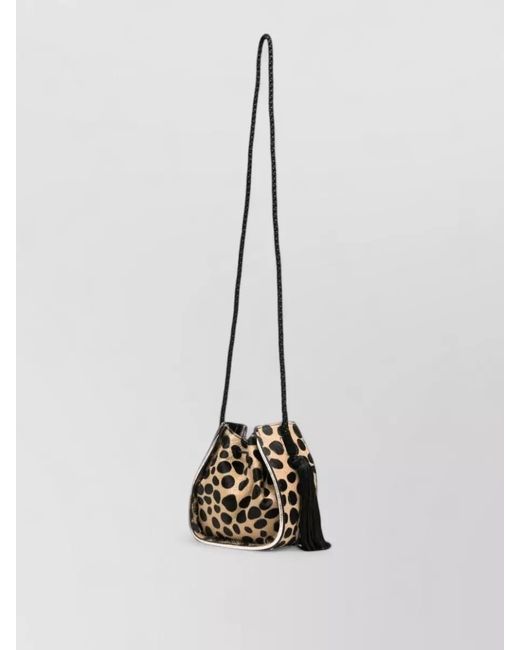 Forte_forte White Leather Leopard-Print Mini Bucket Bag