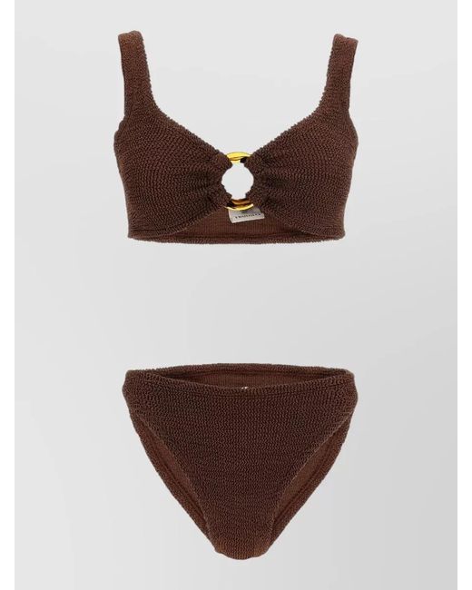 Hunza G Brown Julia Bikini High Waist Ring Scoop