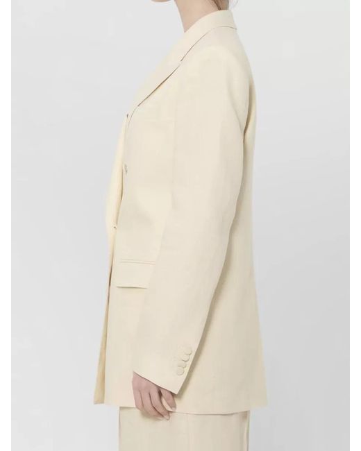 Tagliatore Natural Double Breasted Linen Tailored Jacket