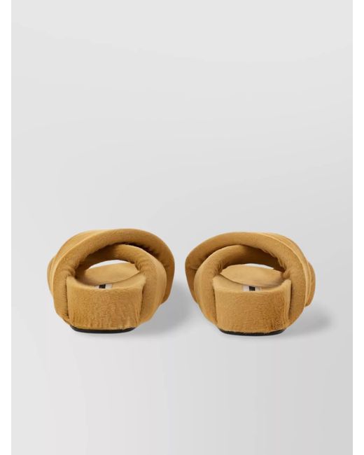 Jil Sander Multicolor Leather Crisscross Flat Sandal With Faux Fur Texture
