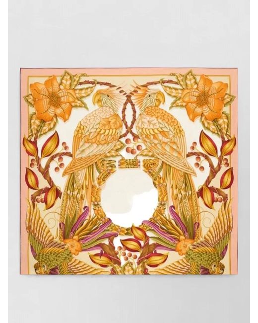 Ferragamo Metallic Silk Printed Scarf