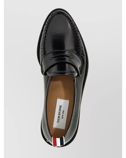 Thom Browne Black Calf Leather Penny-Slot Loafers for men