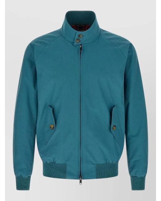 Baracuta Blue G9 Bomber Jacket Buttoned Collar Ribbed Cuffs Hem for men