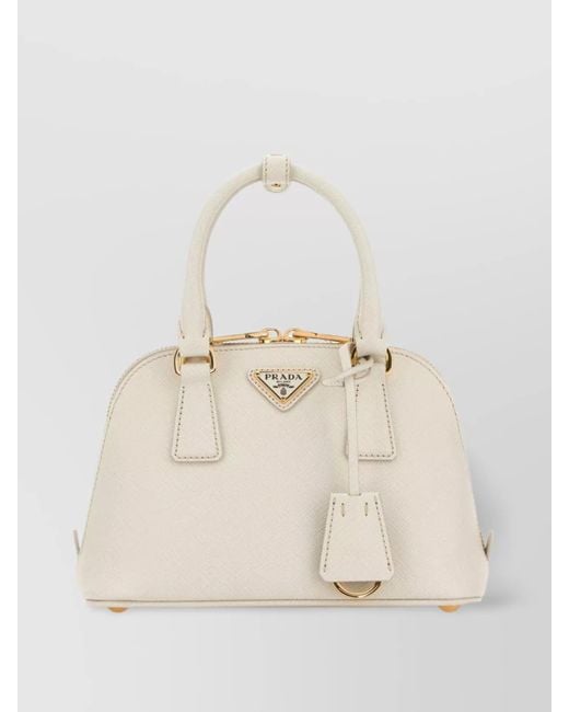 Prada Natural Structured Shape Top Handles-Tone Hardware