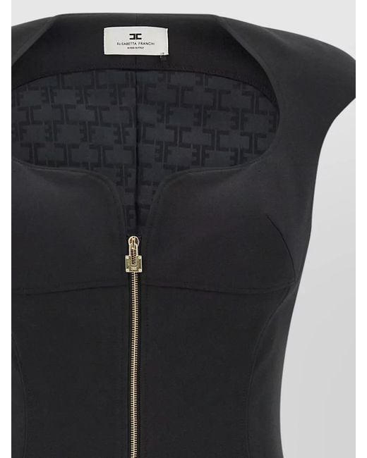 Elisabetta Franchi Black Heart-Neckline Knee-Length Dress