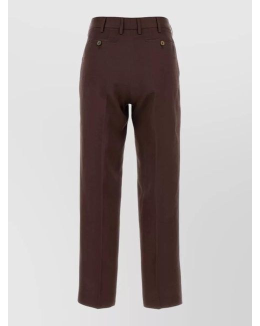 PT Torino Brown Emma Straight Leg Twill Trousers Belt Loops