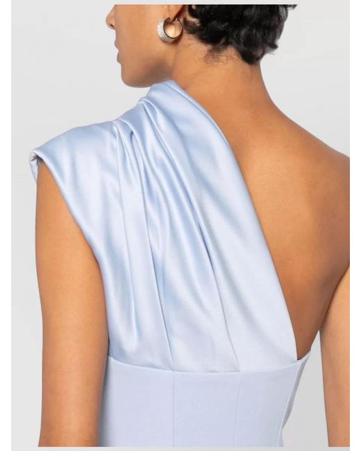 Solace London White Gracie One Shoulder Backless Draped Maxi Dress