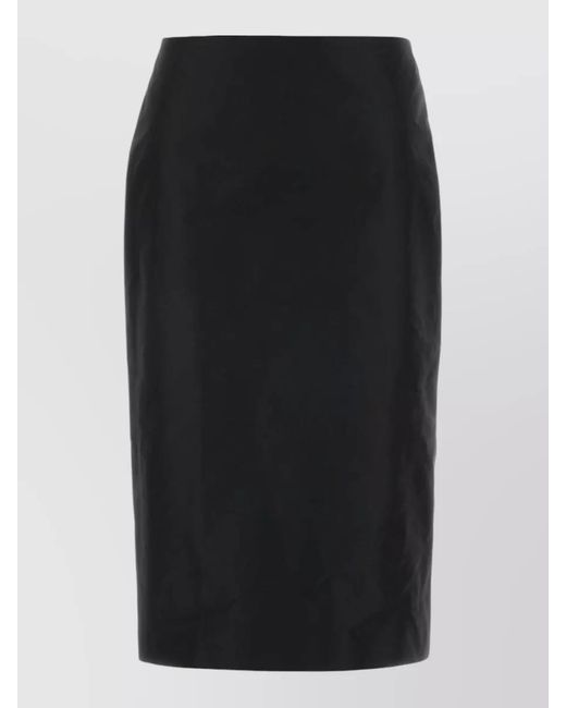 Jil Sander Black Faille Pencil Skirt High Waist Knee Length