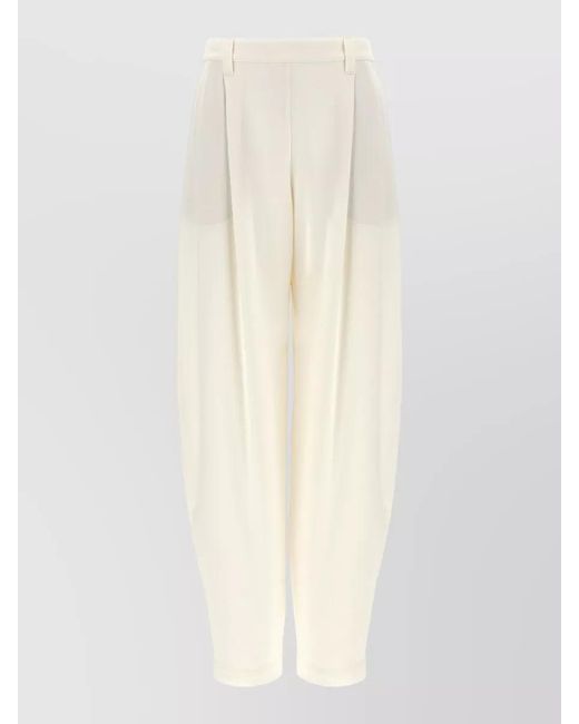 Brunello Cucinelli White Relaxed Fit Trousers Belt Loops Back Pockets