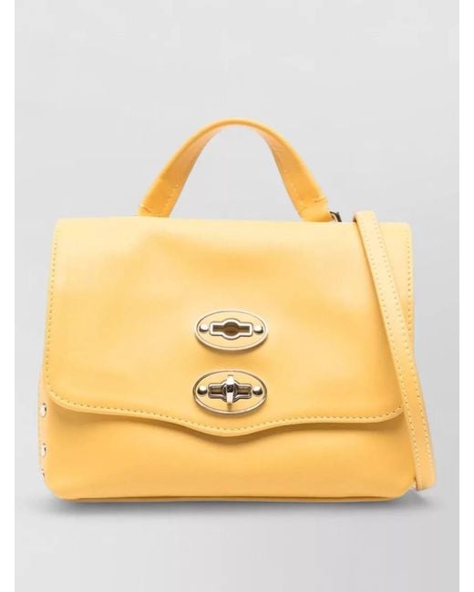 Zanellato Yellow Calf Leather Studded Shoulder Bag