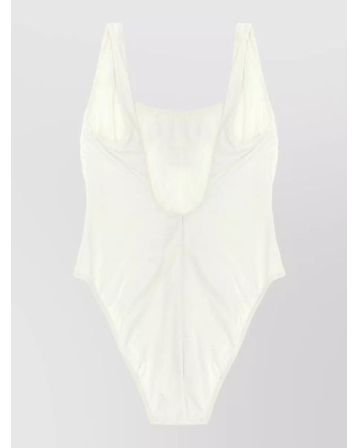 Polo Ralph Lauren White One Piece Swimsuit Scoop Neck High Cut