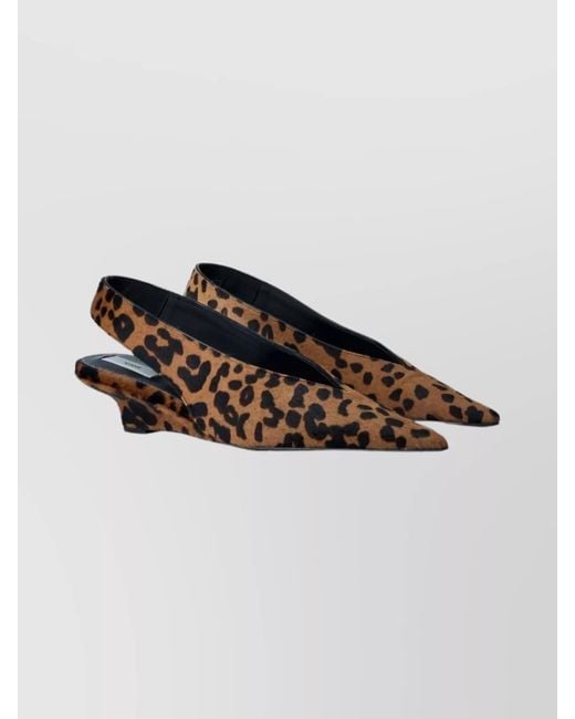 Totême  Multicolor Leopard Print Leather Slingback Wedge Pumps
