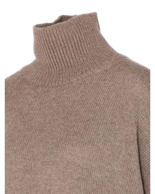 Lisa Yang Brown Cashmere Relaxed-Fit Turtleneck Sweater