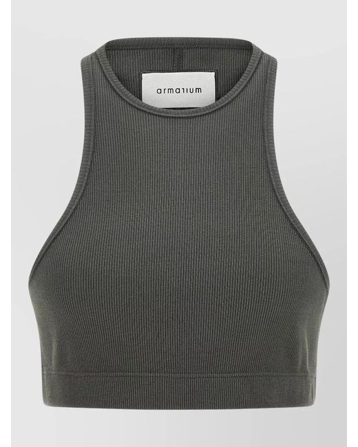 ARMARIUM Gray Filippa Sleeveless Round Neck Ribbed Top