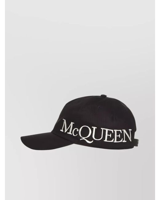 McQueen Black Cotton Logo-Embroidered Baseball Cap for men