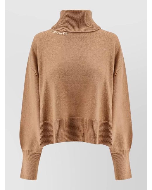 Axel Arigato Brown Wool Turtleneck Sweater Asymmetric Hem