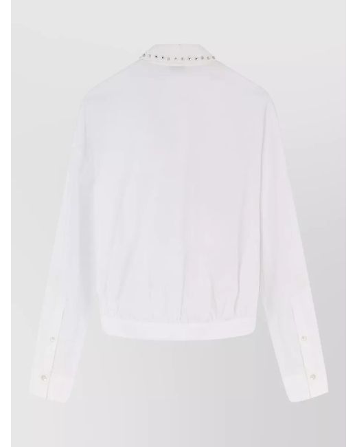 Pinko White Charita Cotton Shirt Long Sleeve Collar