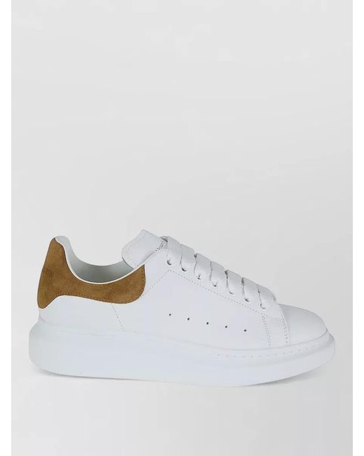 McQueen White Leather Suede Oversized Low Top Sneakers