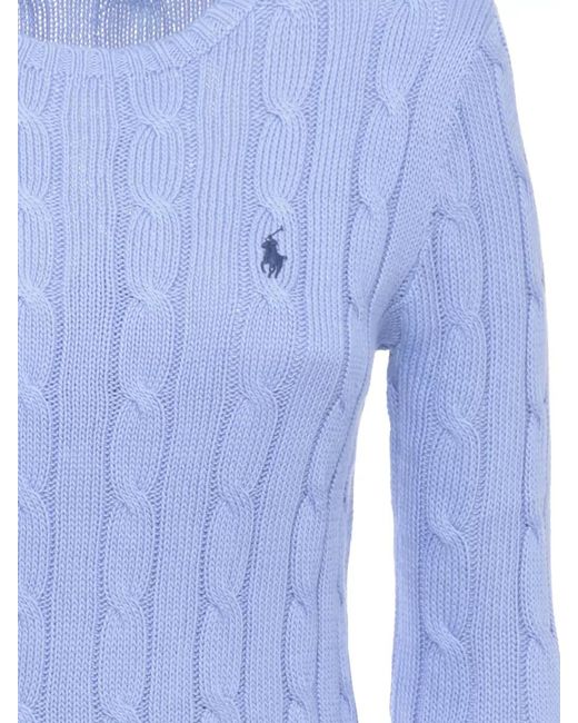 Ralph Lauren Blue Cable-Knit Cotton Crew-Neck Long-Sleeve Jumper