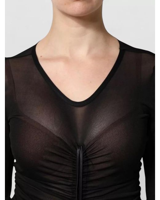 Dolce & Gabbana Black Silk-Blend Sheer Ruched Long-Sleeve Maxi Dress