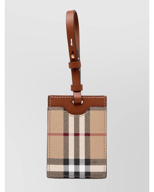 Burberry Natural Leather Check Luggage Tag