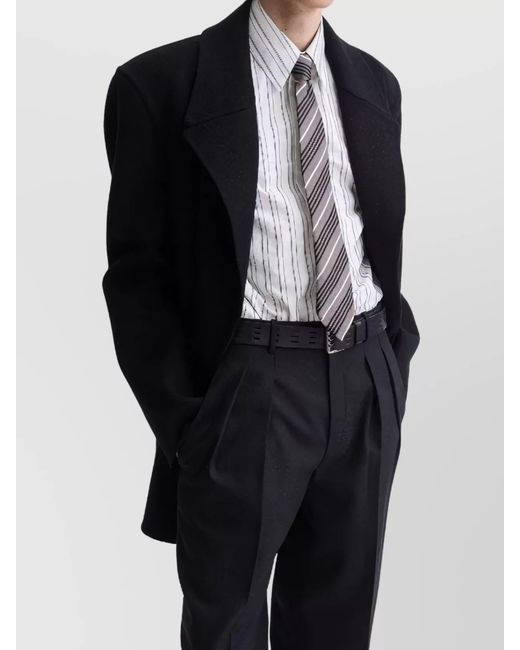 Saint Laurent Black Wool Oversized Double-Breasted Coat for men