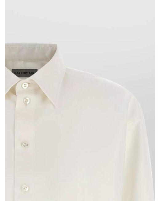 Balenciaga White Cropped Shirt Long Sleeves Buttoned Cuffs Collar