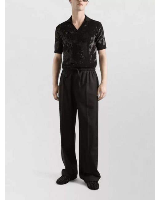 Dolce & Gabbana Black Wool Knit Jogging Pants for men