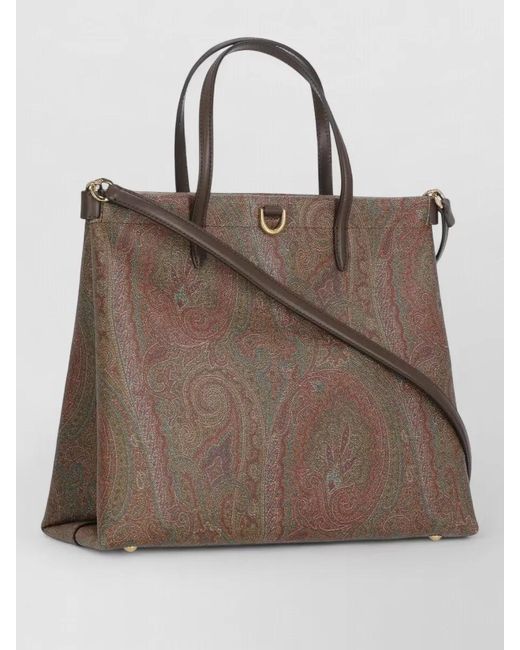 Etro Brown Love Trotter Cotton Paisley-Print Tote Bag
