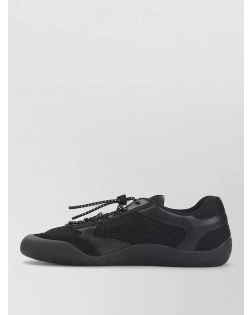 Prada Black Lace Up Mesh Sneakers Round Toe Rubber for men
